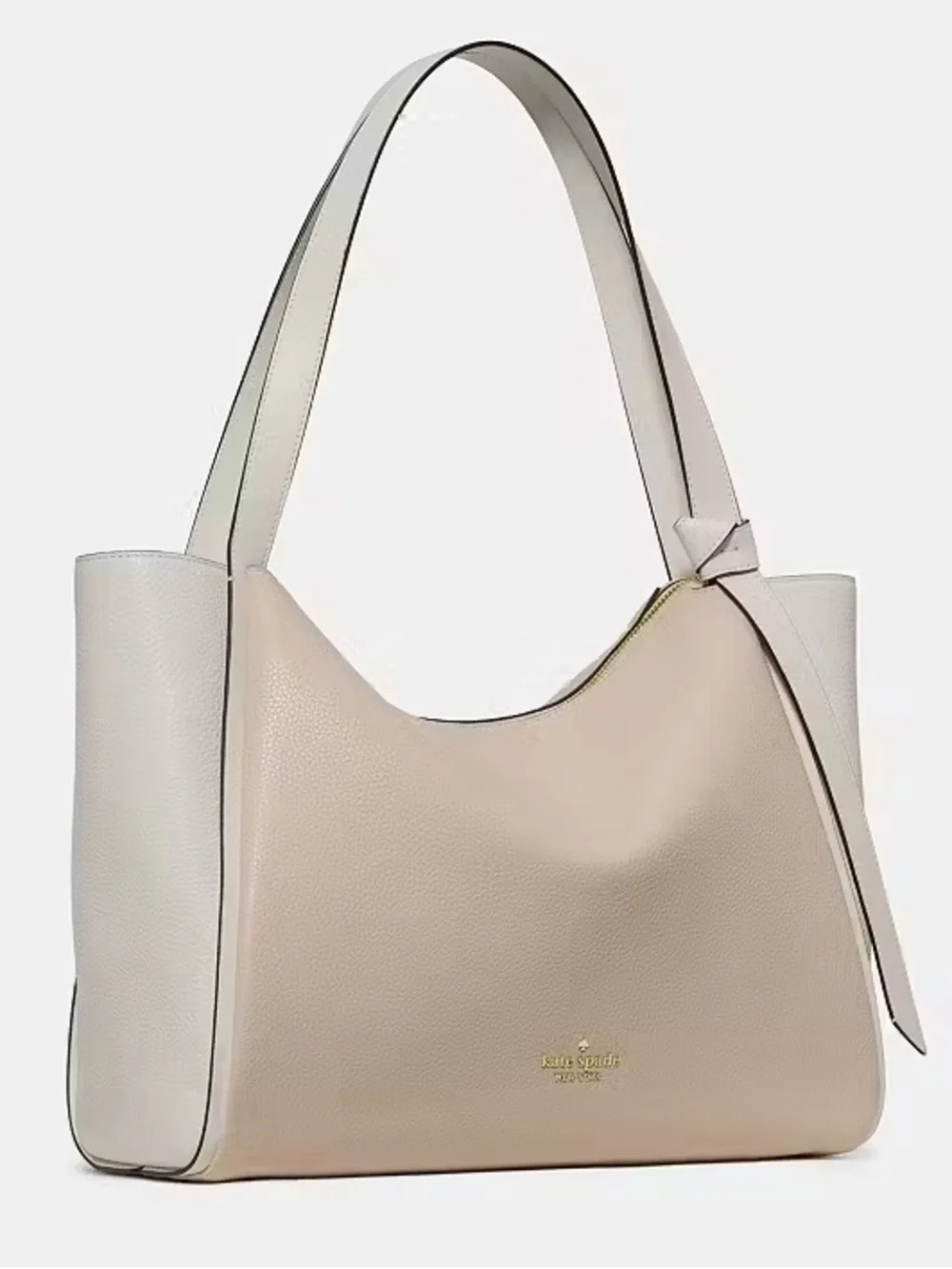 ♠️Kate Spade Knott Colorblock Pebbled Leather Large Tote Bag, Light Cream NWT